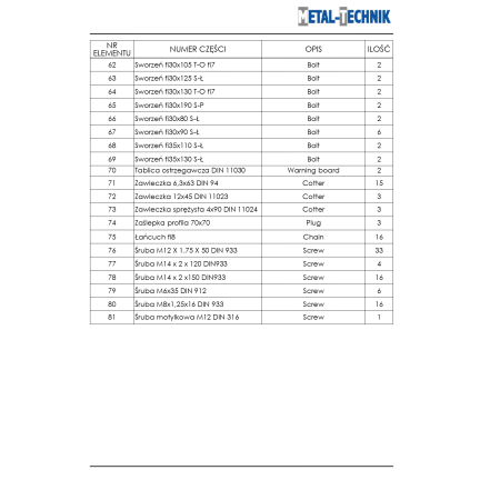 Katalog części zamiennych - Metal-Technik Chwastownik MT1 - 12000